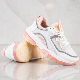 Ideal Shoes Adidași cu inserție de sclipici alb 1