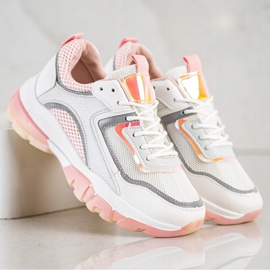 Ideal Shoes Adidași cu inserție de sclipici alb 2