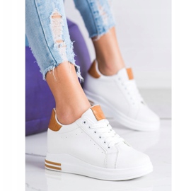 Ideal Shoes Adidași cu pană de primăvară alb 2