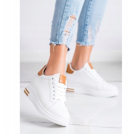 Ideal Shoes Adidași cu pană de primăvară alb 1