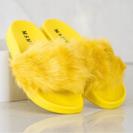 SHELOVET Papuci din cauciuc cu blană galben 1