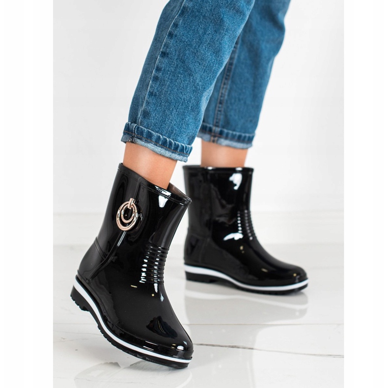 Bona Galoșii cu ornament de aur negru 1