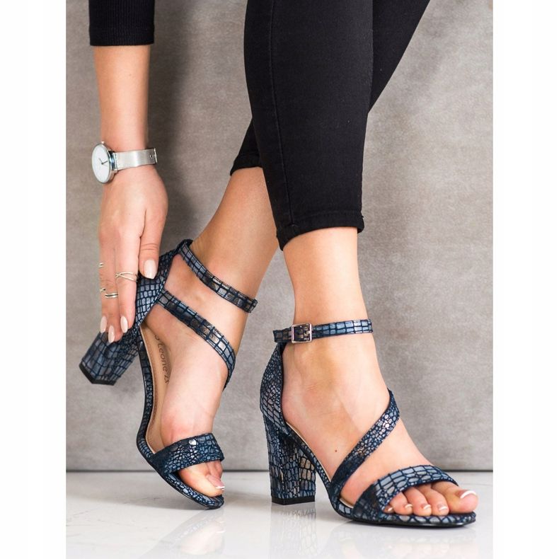 Sandale Sergio Leone cu imprimeu de șarpe albastru 2