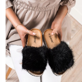 Seastar Papuci la modă pe o platformă decorativă negru 2