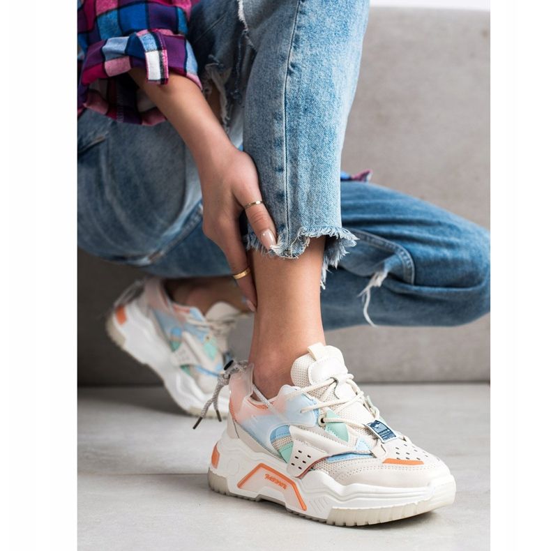 SHELOVET Adidași de modă colorate bej multicolor 1