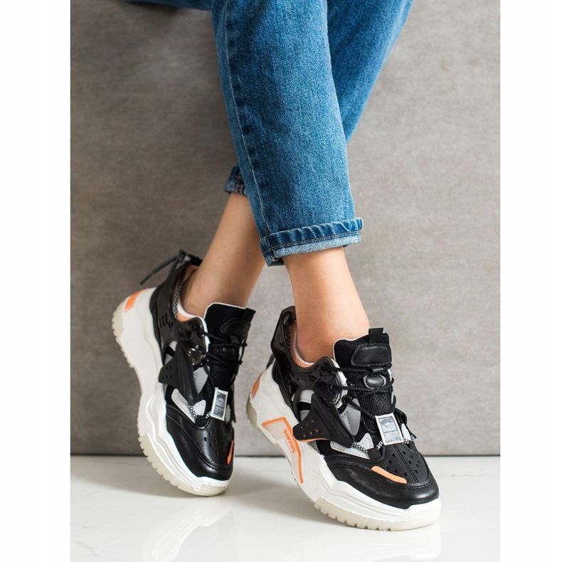 SHELOVET Adidași de modă colorate negru multicolor 1