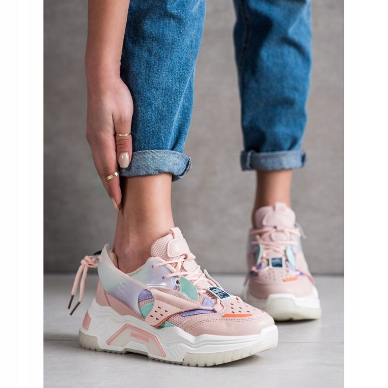SHELOVET Adidași de modă colorate roz multicolor 1