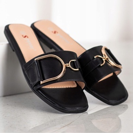 Seastar Papuci eleganti cu ornament negru 1