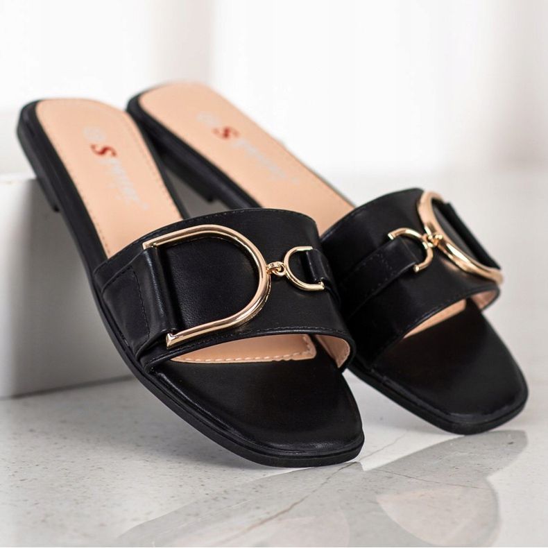 Seastar Papuci eleganti cu ornament negru 1