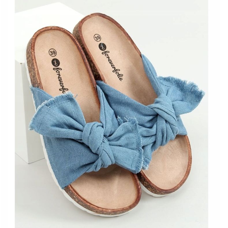 Papuci de plută din bumbac albastru WS11 L.BLUE 1