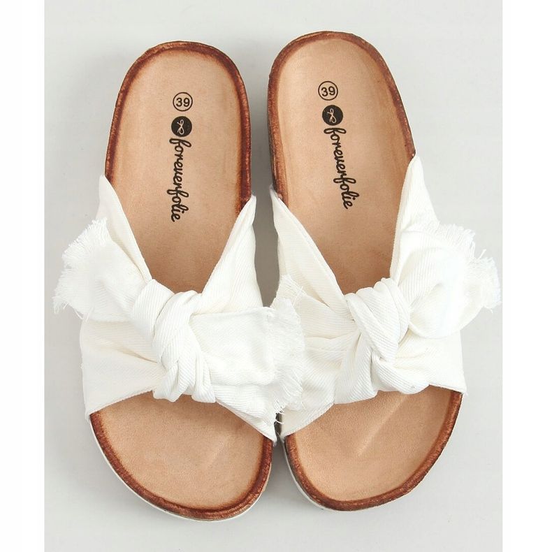 Papuci albi WS11 albi din bumbac 1