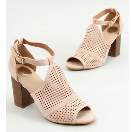 Sandale bej cu toc deschis CZ-10220 Bej 1