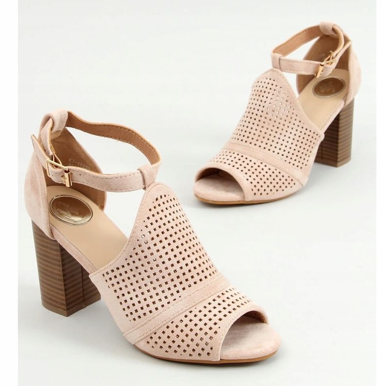 Sandale bej cu toc deschis CZ-10220 Bej 1