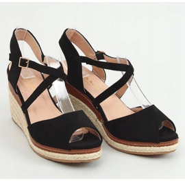 Negru FG19 Espadrile negre cu vârf deschis 1