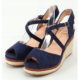 Espadrile pe pană cu vârf deschis bleumarin FG19 Albastru albastru marin 1