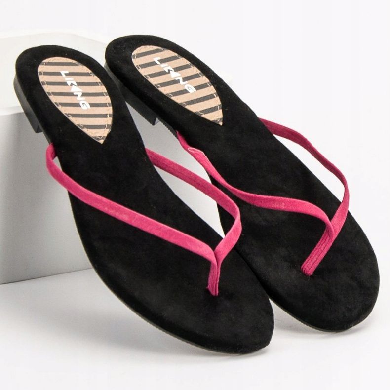 SHELOVET Flip-flops clasice negru roz 1
