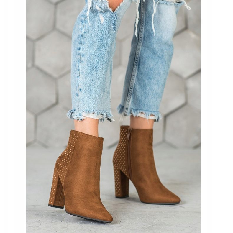 Seastar Ghete din piele de căprioară cu zirconiu cubic maro 2