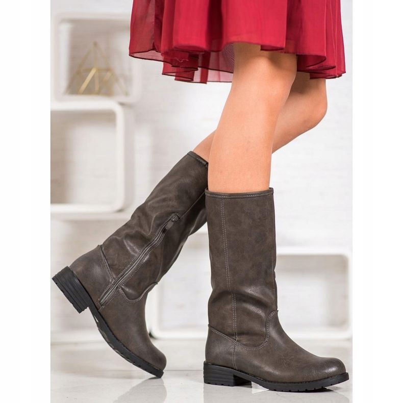 SDS Cizme confortabile cu piele ecologică maro 1 SDS Cizme confortabile cu piele ecologică maro 1