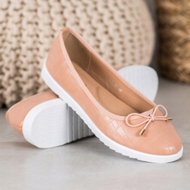 SHELOVET Balerini din piele ecologică maro 1