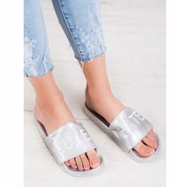 Small Swan Papuci din piele ecologică LOVE &amp; HATE argint 1