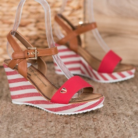 Goodin Sandale cu pană la modă maro roșu multicolor 1