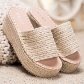SHELOVET Papuci cu pană împletită Ll909be bej 1