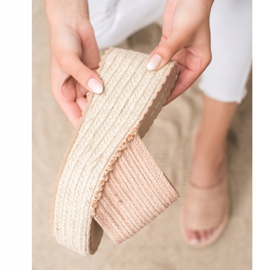 SHELOVET Sandale cu pene împletite roz 2