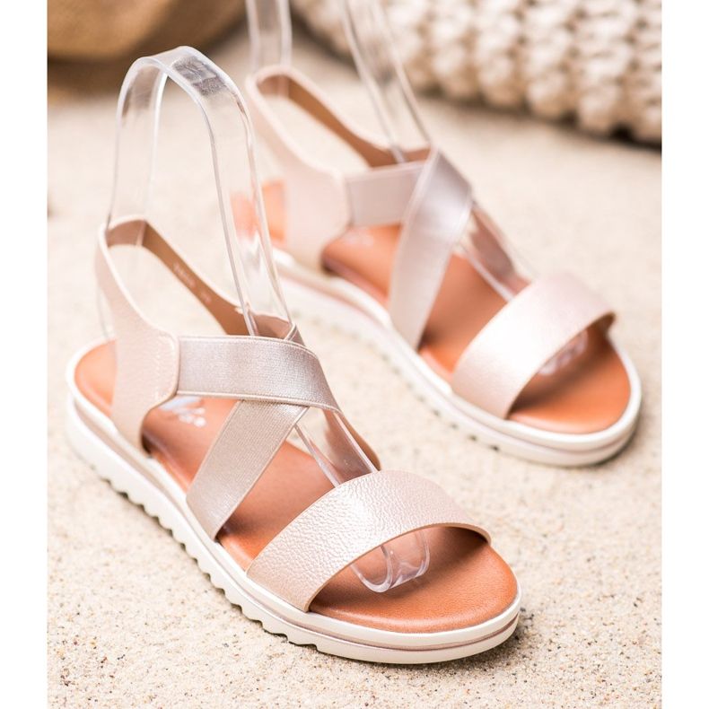 Weide Sandale pe platformă bej de aur 1