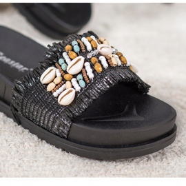 Seastar Papuci negri cu scoici negru 1