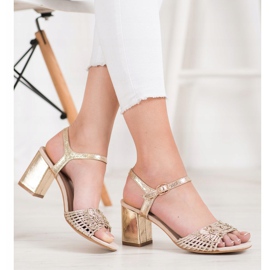 Sandale VINCEZA strălucitoare de aur 1