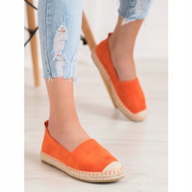 Anesia Paris Espadrile confortabile din piele de căprioară portocale 1