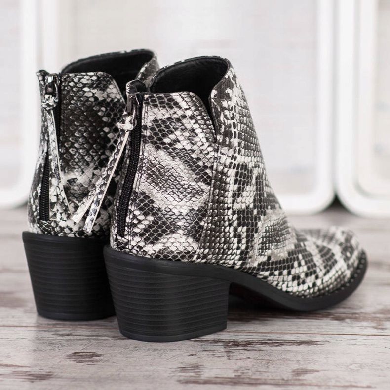 SHELOVET Snake Print Boot alb negru 1