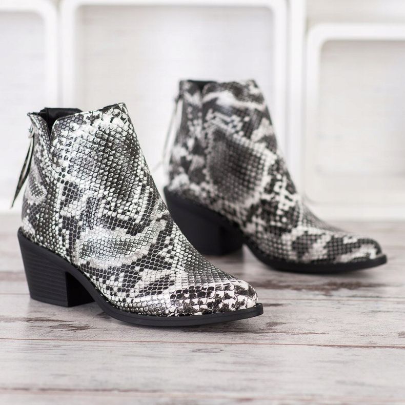 SHELOVET Snake Print Boot alb negru 2
