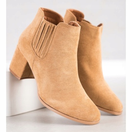 Bella Paris Ghete scurte din piele de căprioară bej 2