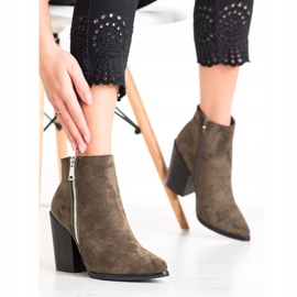 Marquiz Cizme calde cu fermoar decorativ maro verde 2