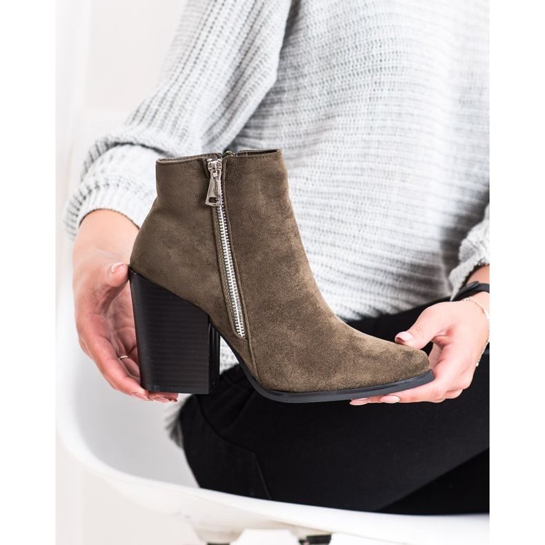 Marquiz Cizme calde cu fermoar decorativ maro verde 1