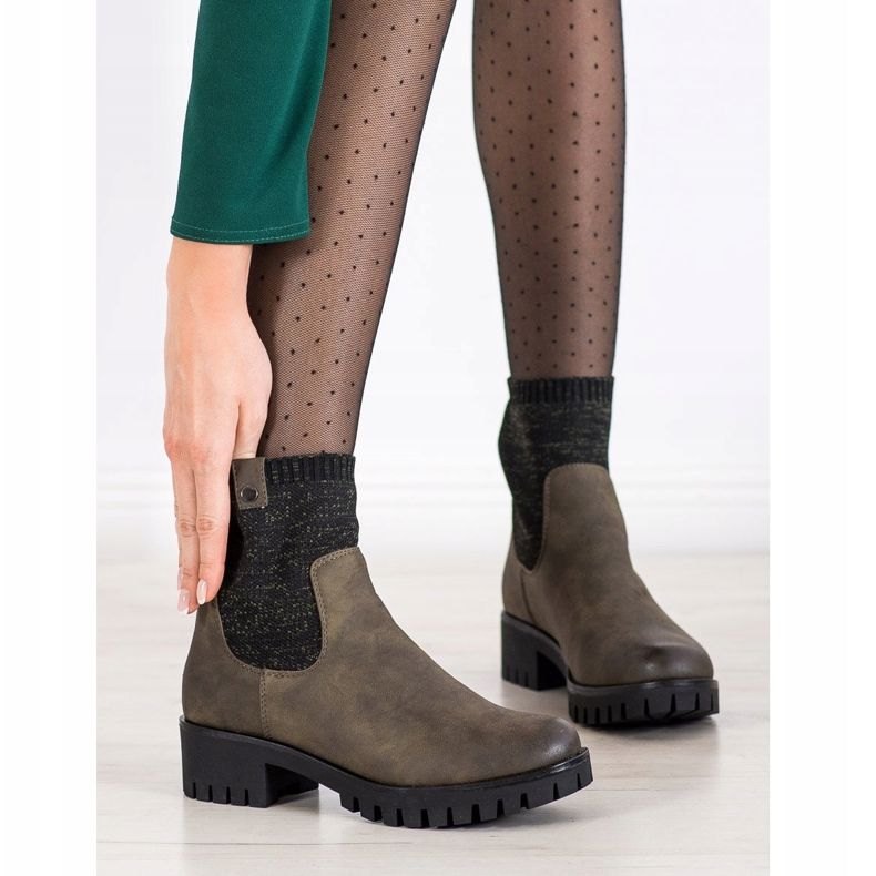 M.Daszyński Cizme de alunecare pe platformă verde 1