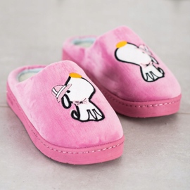 Bona Papuci confortabili cu aplicare roz 1