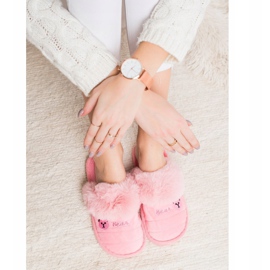 Bona Papuci Cu Blana De Urs roz 1