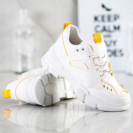 SHELOVET Adidași albi la modă galben 1