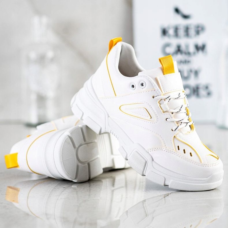 SHELOVET Adidași albi la modă galben 1