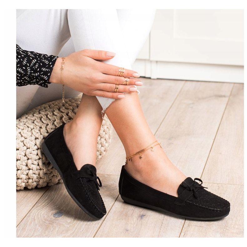 Best Shoes Mocasini casual din piele de căprioară negru 1