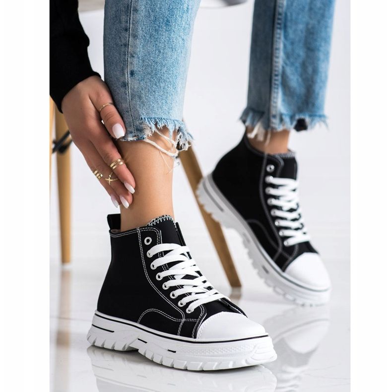 SHELOVET Adidași înalți negri negru 2