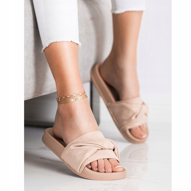 Papuci confortabili din piele de căprioară VINCEZA maro 2