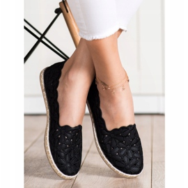 SHELOVET Espadrile cu model floral negru 2