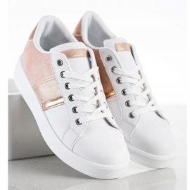 SHELOVET Pantofi sport cu inserție din piele de căprioară alb roz 2 SHELOVET Pantofi sport cu inserție din piele de căprioară alb roz 2