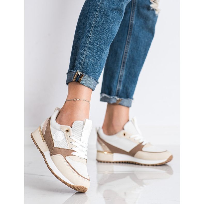 SHELOVET Adidași la modă ALB ȘI BEIG bej 1