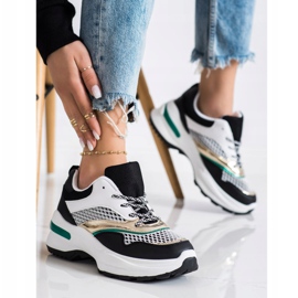 SHELOVET Adidași pe platformă cu plasă alb negru multicolor 1