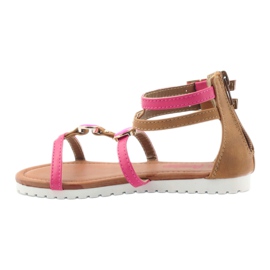 American Club Sandale Gladiator încălțăminte pentru copii pe fermoar roz american maro alb 2