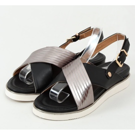 Sandale negre pentru femei MJF745-9 Negre negru argint 1